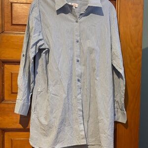 D&CO Denim & Company Striped Blue Shirt